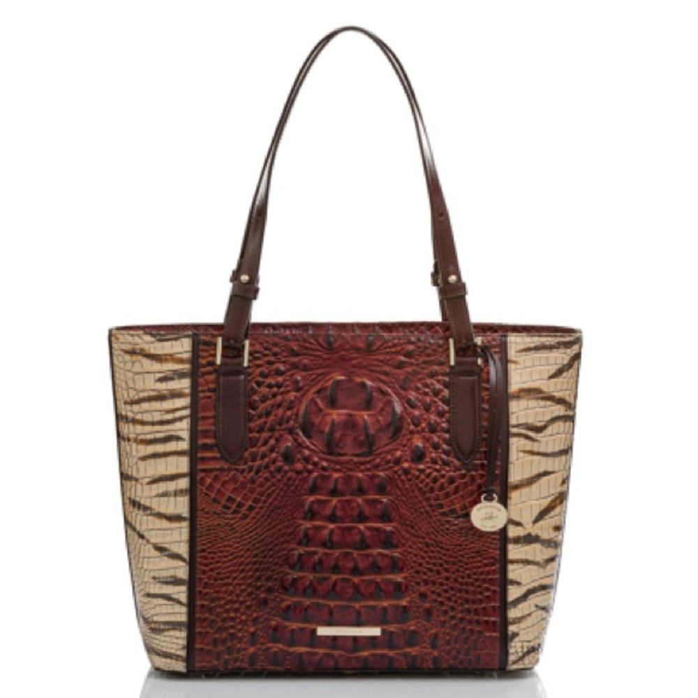 Brahmin Medium Misha Feline Rizzo Crocodile-Embossed Leather Tote Bag